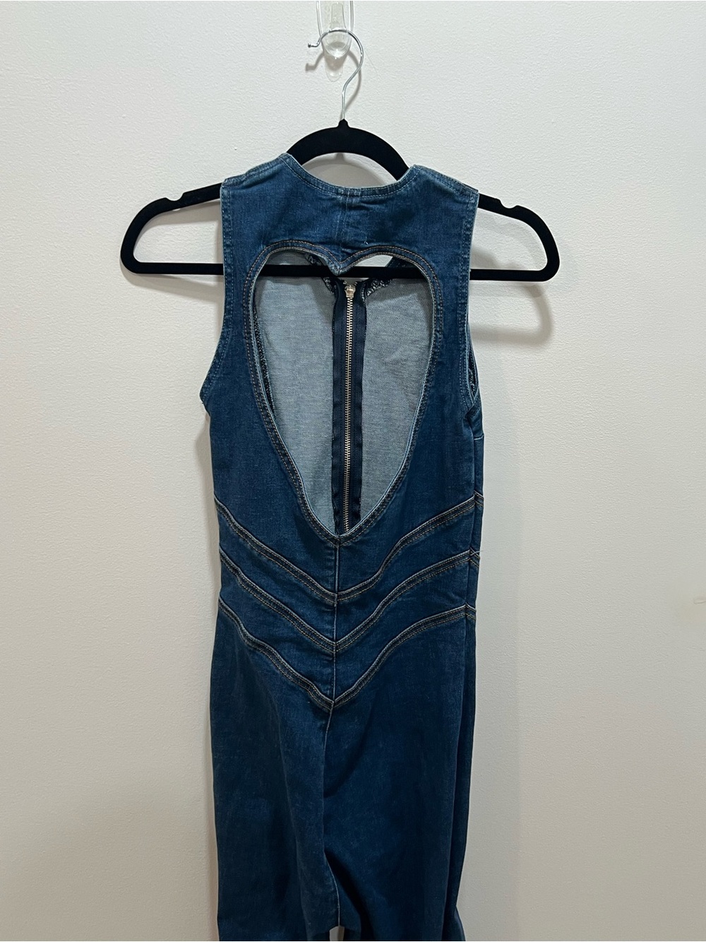 REVICE Hollywood Heartthrob Dark Blue Denim Jumpsuit with O Ring Zipper - Picture 5 of 11